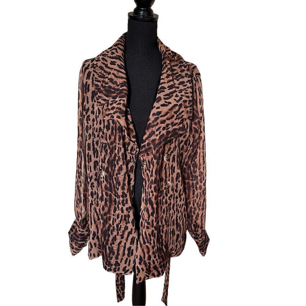XTRMZ Vintage Sheer Sleeve Blazer Leopard Print Dress